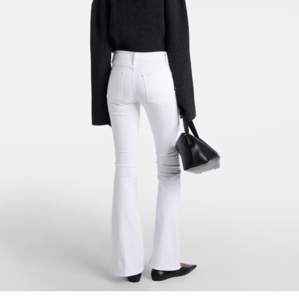 Frame Denim White High-Rise Flare Jeans